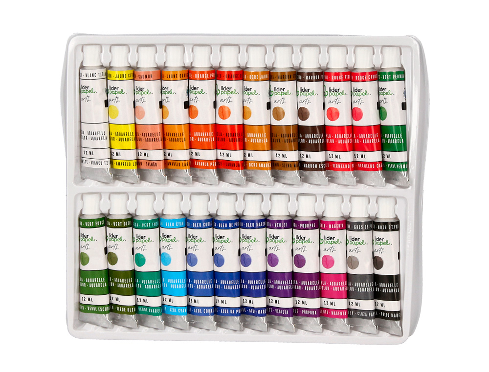 Pintura de aguarela liderpapel caixa de 24 tubos de alumínio de 12 ml cores sortidas ( Imagem 5 de 9 ) - Preview