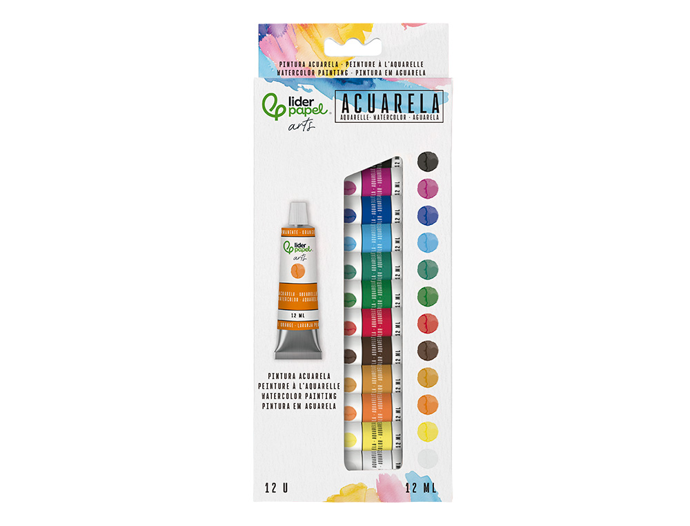 Pintura de aguarela liderpapel caixa de 12 tubos de alumínio de 12 ml cores sortidas ( Imagem 2 de 8 ) - Preview