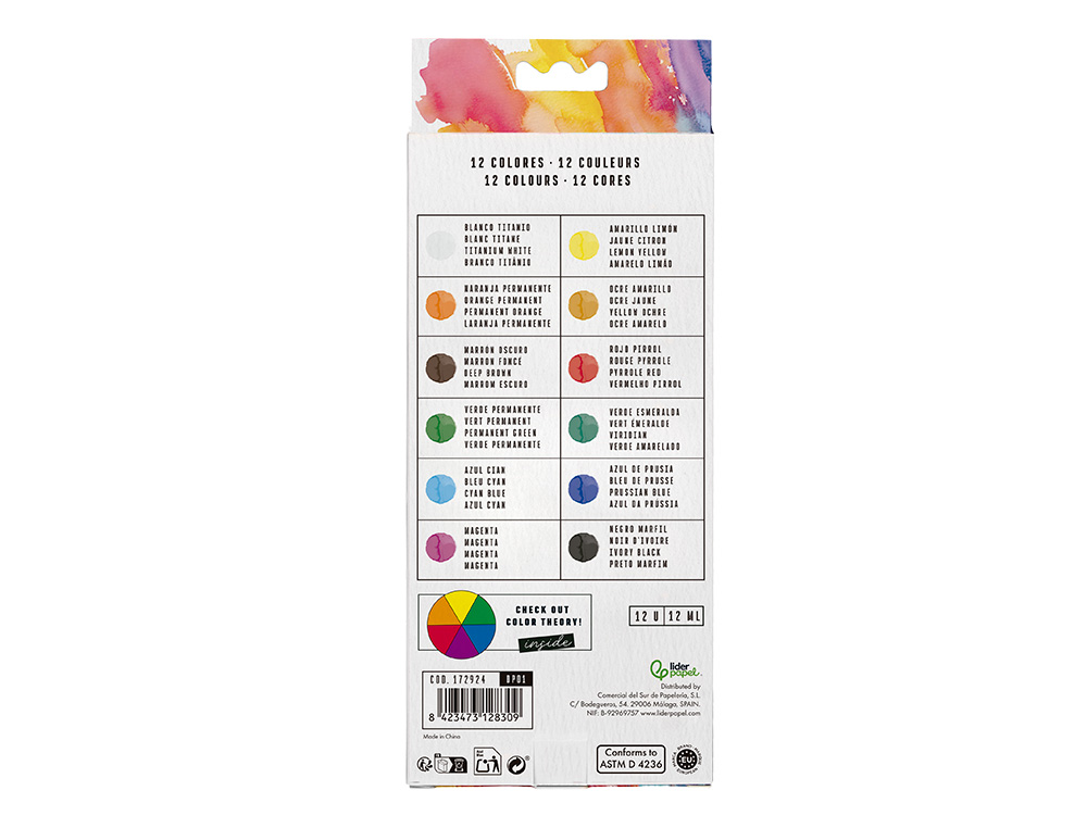 Pintura de aguarela liderpapel caixa de 12 tubos de alumínio de 12 ml cores sortidas ( Imagem 3 de 8 ) - Preview
