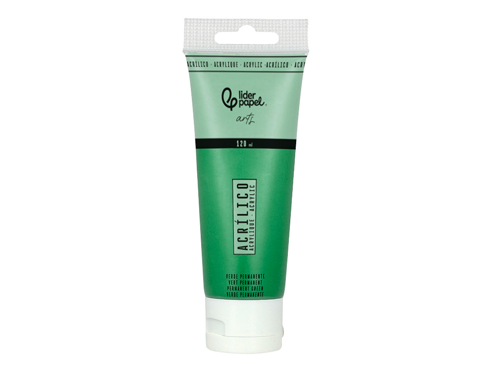 Pintura acrilica liderpapel tubo de plastico de 120 ml color verde permanente ( Imagem 2 de 6 ) - Preview