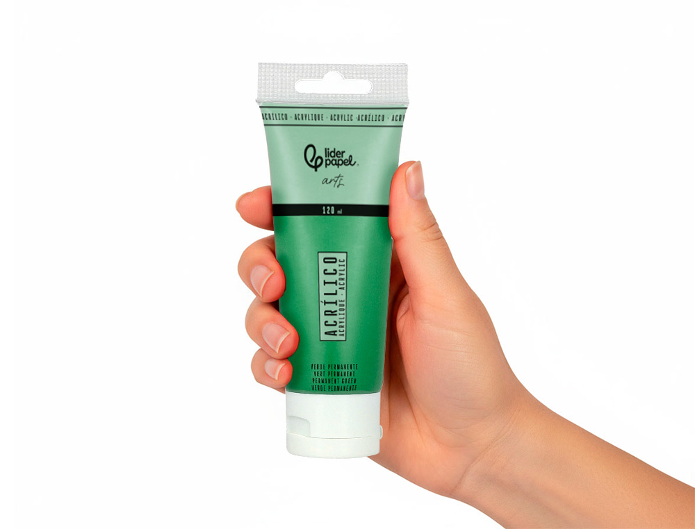 Pintura acrilica liderpapel tubo de plastico de 120 ml color verde permanente ( Imagem 5 de 6 ) - Preview