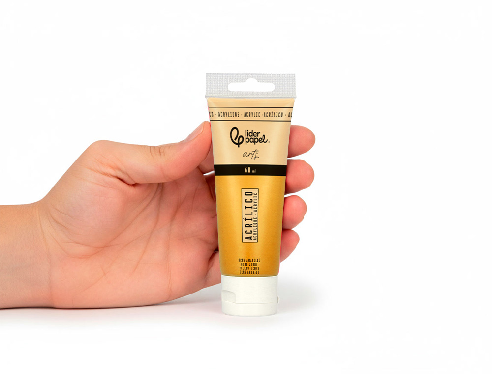 Pintura acrilica liderpapel tubo de plastico de 60 ml color ocre amarillo ( Imagem 5 de 6 ) - Preview