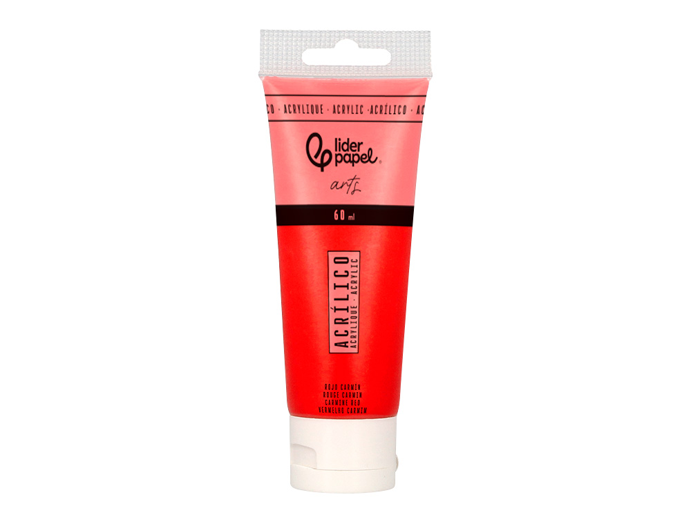 Pintura acrilica liderpapel tubo de plastico de 60 ml color rojo carmin ( Imagem 2 de 6 ) - Preview