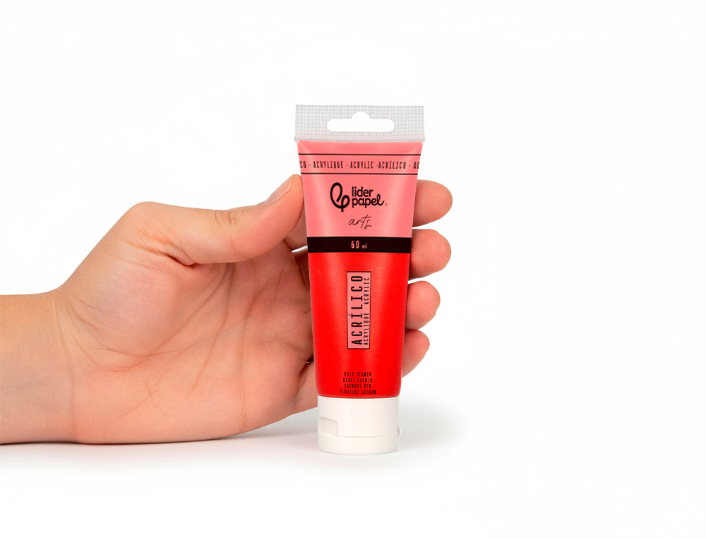 Pintura acrilica liderpapel tubo de plastico de 60 ml color rojo carmin ( Imagem 5 de 6 ) - Preview
