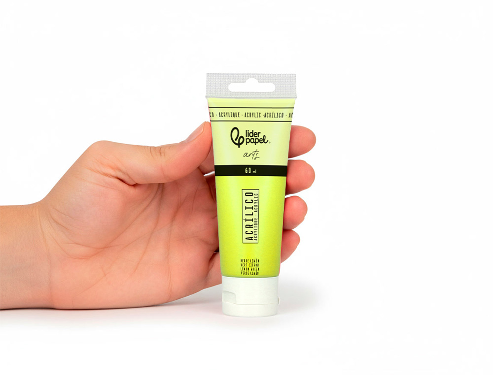 Pintura acrilica liderpapel tubo de plastico de 60 ml color verde limon ( Imagem 5 de 6 ) - Preview