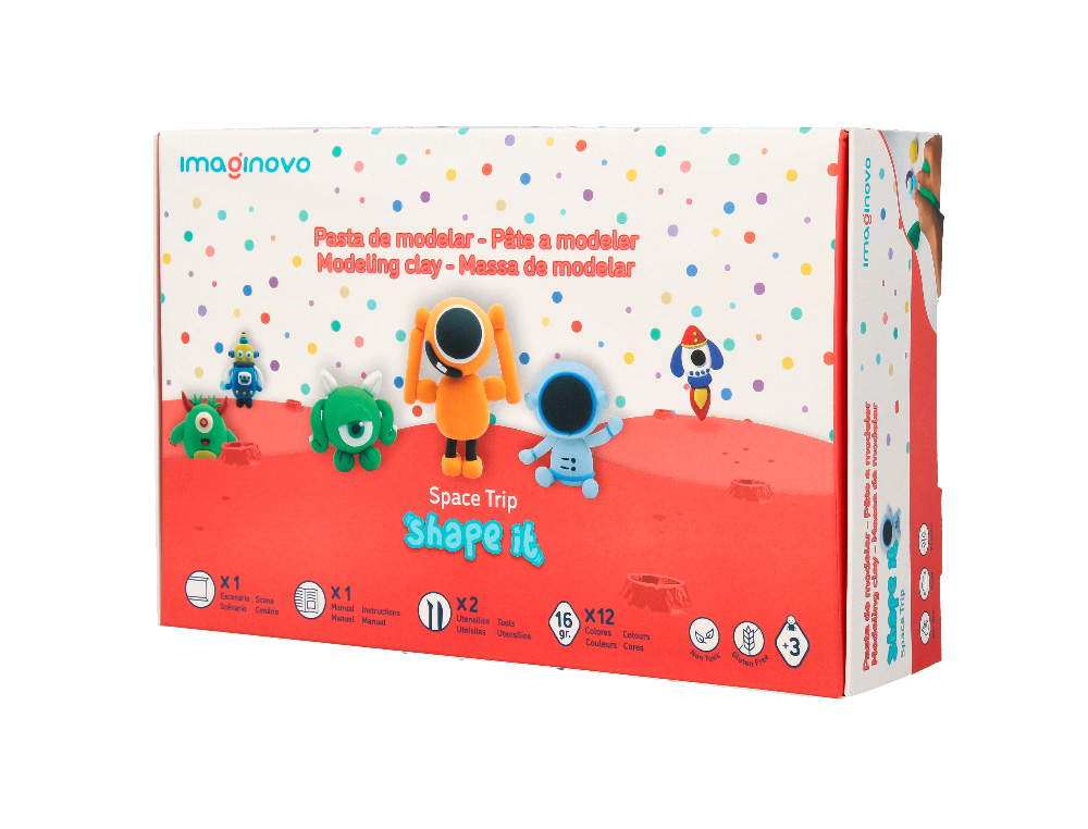 Pasta para modelar imaginovo de secado al aire set de 12 colores shape it space trip herramientas e instrucciones ( Imagem 5 de 12 ) - Preview
