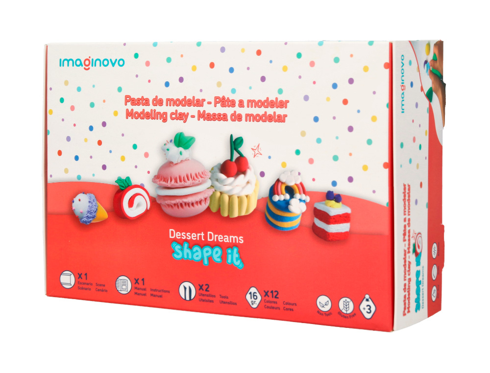 Pasta para modelar imaginovo de secado al aire set de 12 colores shape it dessert dream herramientas e instrucciones ( Imagem 4 de 12 ) - Preview