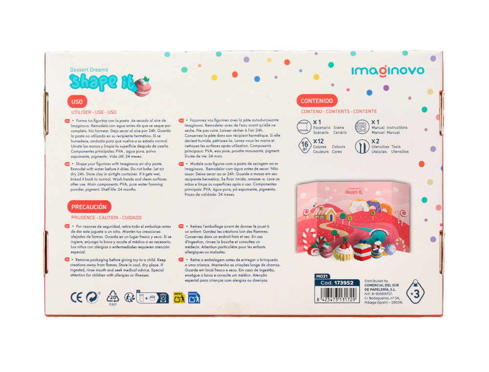 Pasta para modelar imaginovo de secado al aire set de 12 colores shape it dessert dream herramientas e instrucciones ( Imagem 5 de 12 ) - Preview