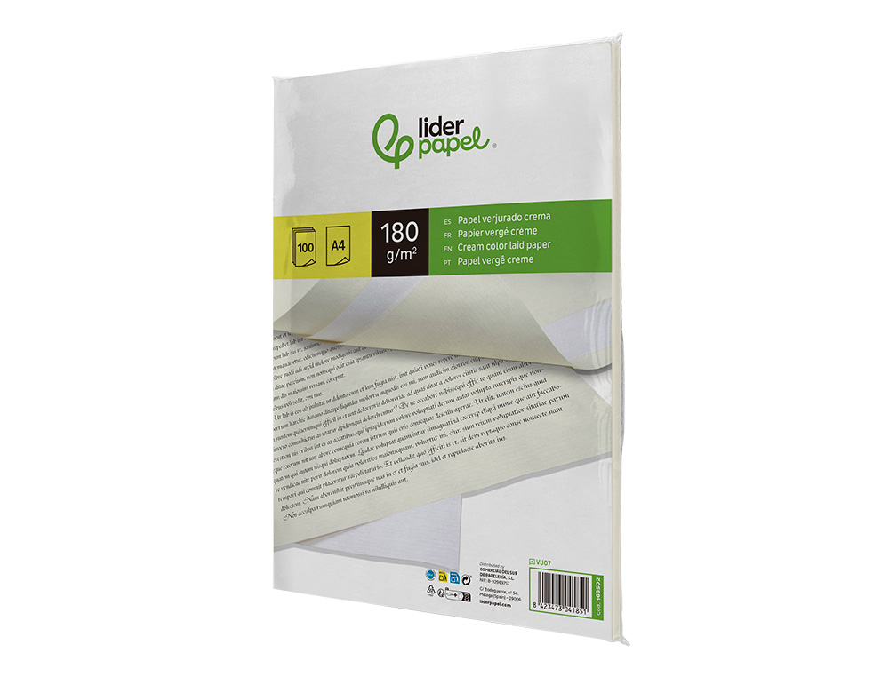 Papel Verge Liderpapel A4 - 180g/m2 Creme - Embalagem de 100 folhas ( Imagem 4 de 11 ) - Preview