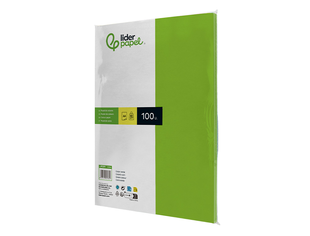 Papel de cor liderpapel din a4 80 gr verde intenso resma de 100 folhas ( Imagem 3 de 8 ) - Preview