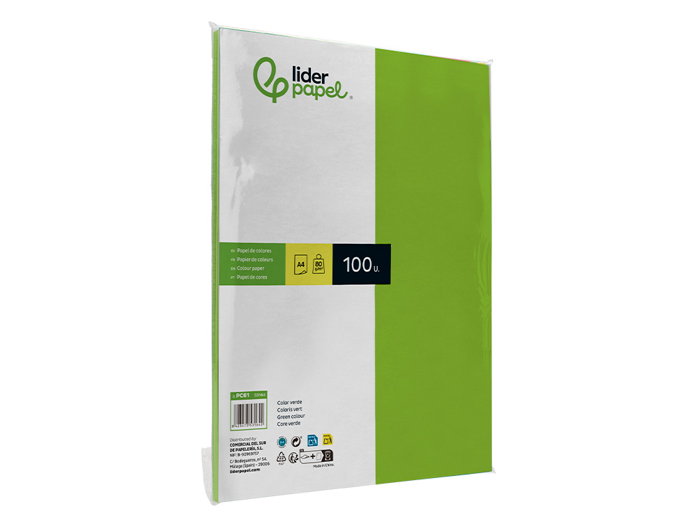 Papel de cor liderpapel din a4 80 gr verde intenso resma de 100 folhas ( Imagem 5 de 8 ) - Preview