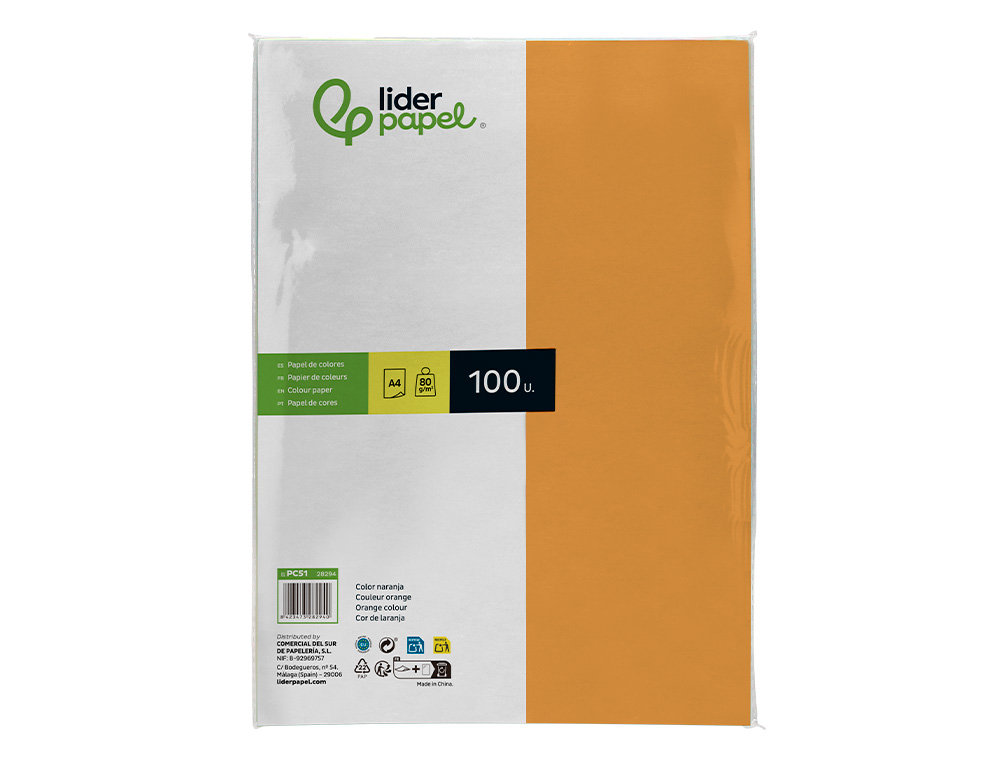 Papel de cor liderpapel din a4 80 gr laranja resma de 100 folhas ( Imagem 2 de 8 ) - Preview