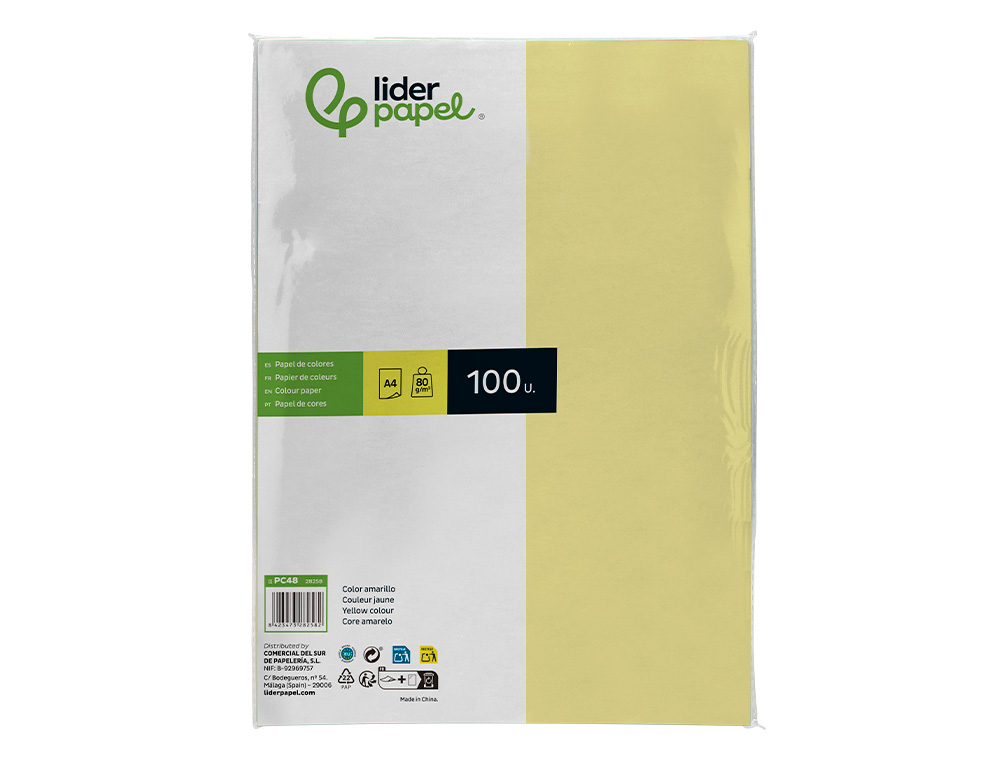 Papel de cor liderpapel din a4 80 gr amarelo resma de 100 folhas ( Imagem 3 de 9 ) - Preview