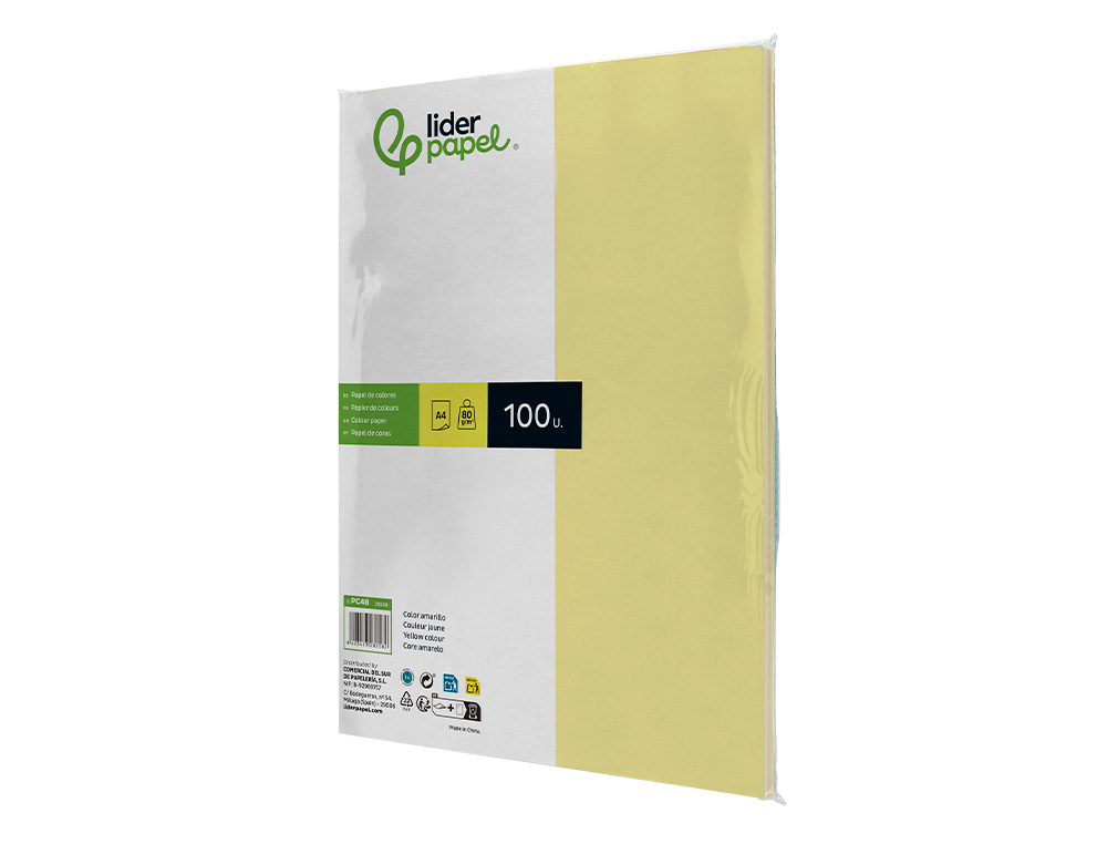 Papel de cor liderpapel din a4 80 gr amarelo resma de 100 folhas ( Imagem 4 de 9 ) - Preview