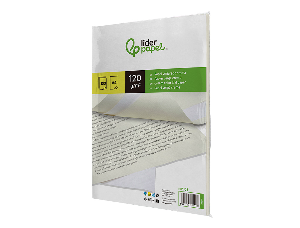 Papel verge liderpapel din a4 120 gr creme pack de 100 folhas ( Imagem 5 de 11 ) - Preview