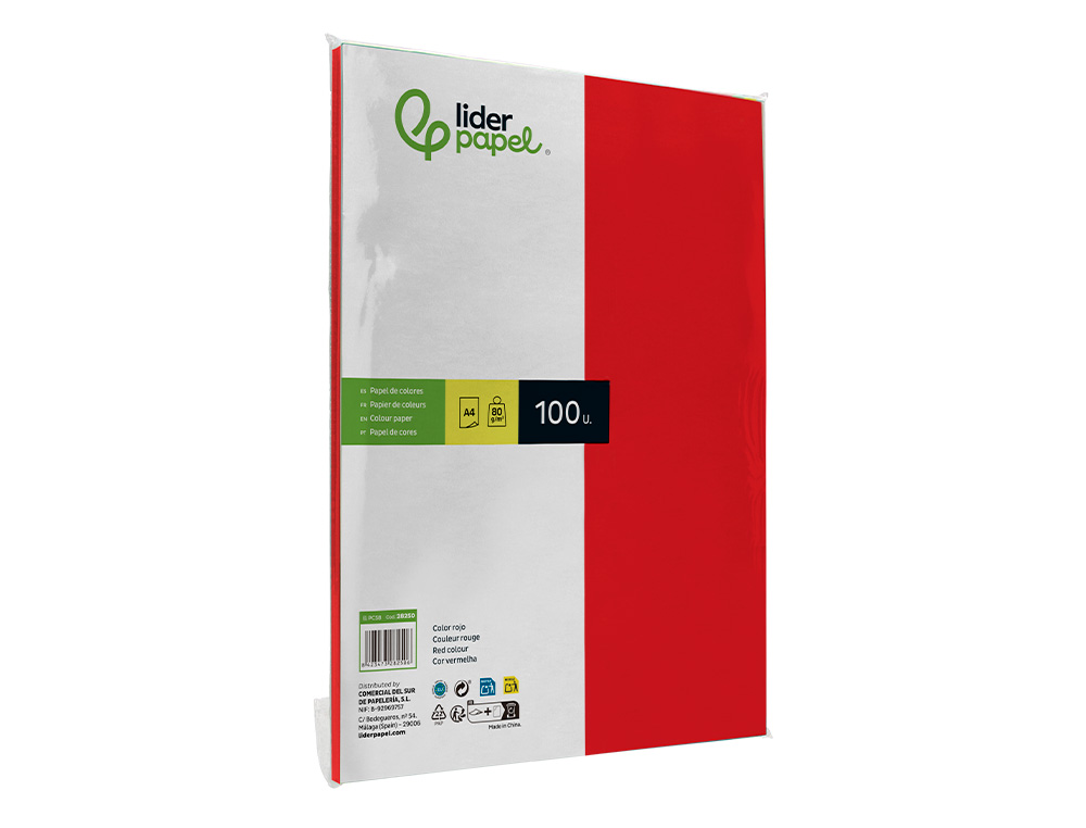 Papel de cor Liderpapel Din A4 - Pack 100 Folhas - Vermelho ( Imagem 5 de 8 ) - Preview