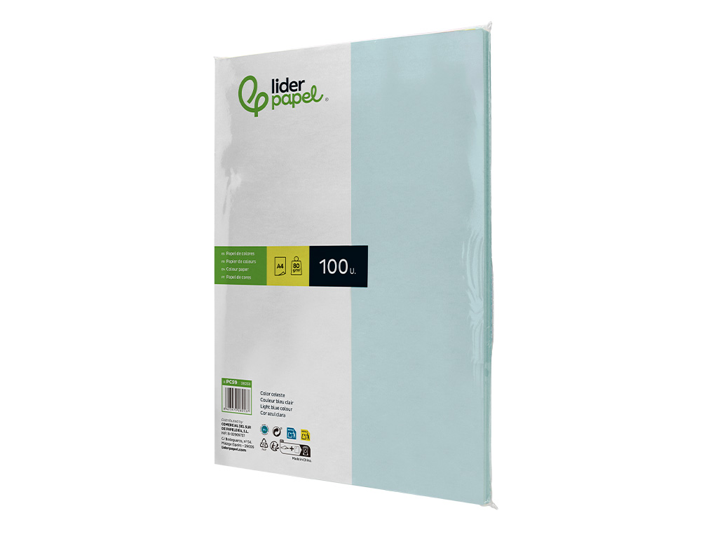 Papel de cor liderpapel din a4 80 gr celeste resma de 100 folhas ( Imagem 4 de 8 ) - Preview
