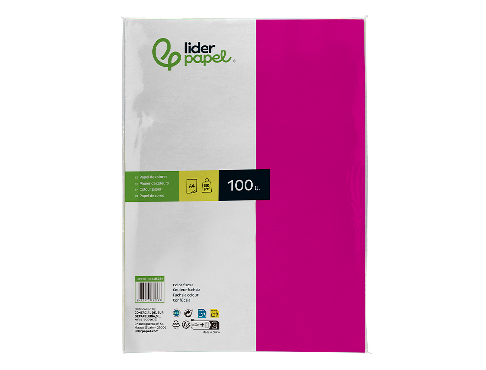 Papel de cor liderpapel din a4 pack 100 folhas fucsia ( Imagem 2 de 8 ) - Preview