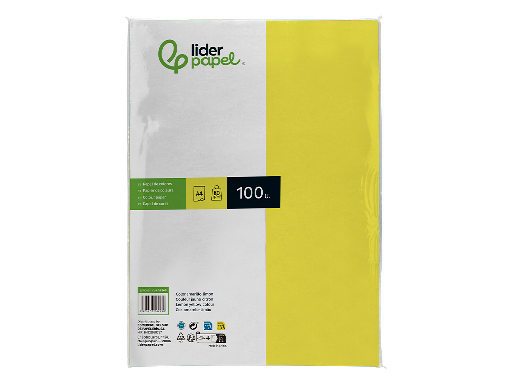 Papel de cor liderpapel din a4 pack 100 folhas limao ( Imagem 2 de 8 ) - Preview