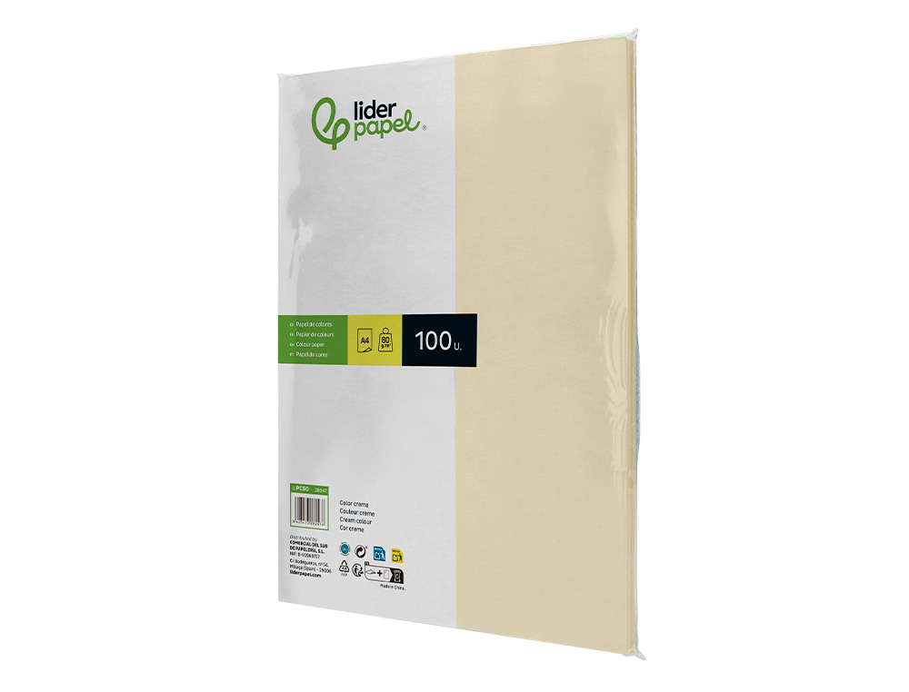 Papel de cor liderpapel din a4 80 gr creme pack de 100 folhas ( Imagem 3 de 8 ) - Preview