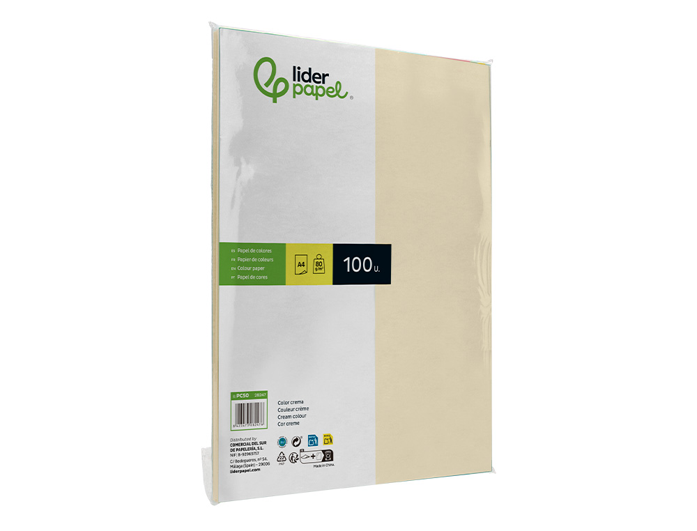 Papel de cor liderpapel din a4 80 gr creme pack de 100 folhas ( Imagem 5 de 8 ) - Preview