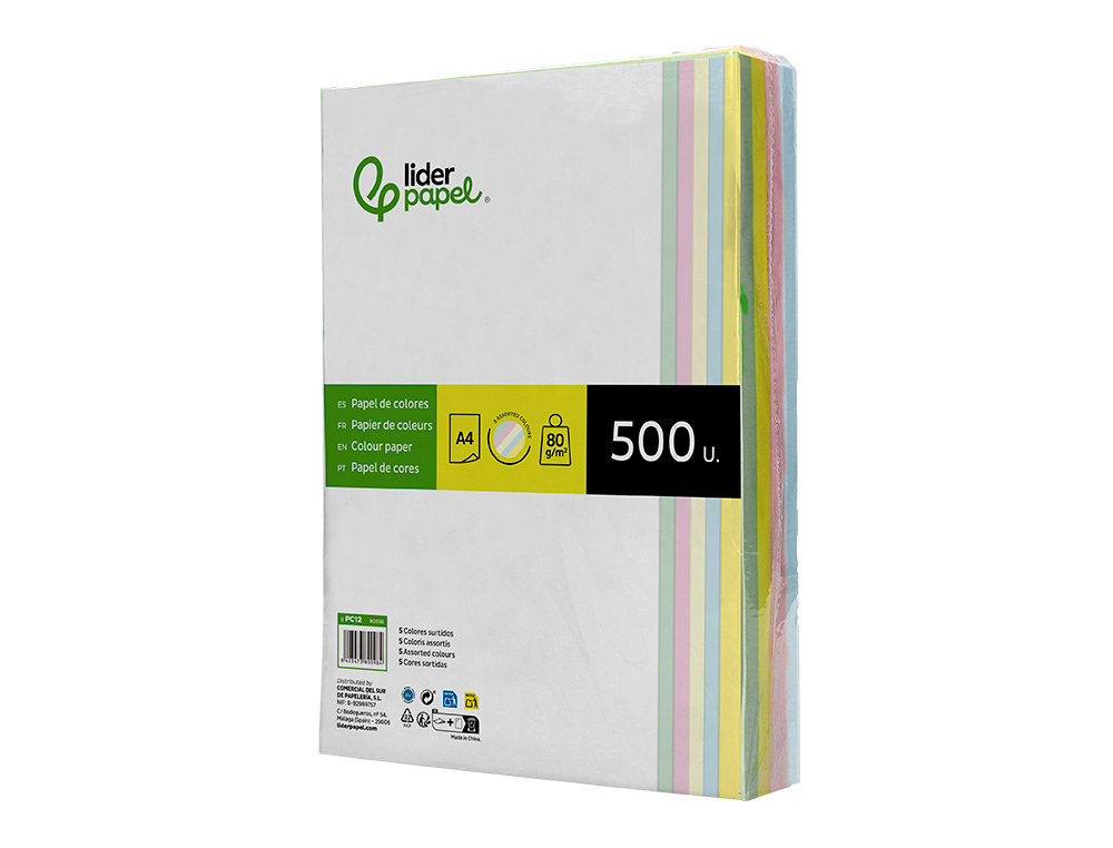 Papel de Cor Liderpapel Din A4 80 gr Pack de 500, 100 Folhas por Cores Sortidas ( Imagem 3 de 9 ) - Preview