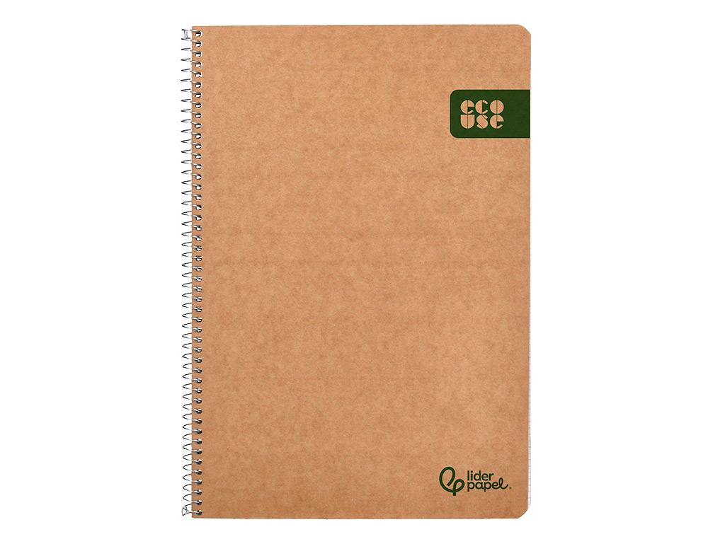 Bloc espiral liderpapel folio ecouse tapa cartulina kraft 80 hojas papel reciclado 60 gr cuadro 4 mm. con margen ( Imagem 2 de 20 ) - Preview