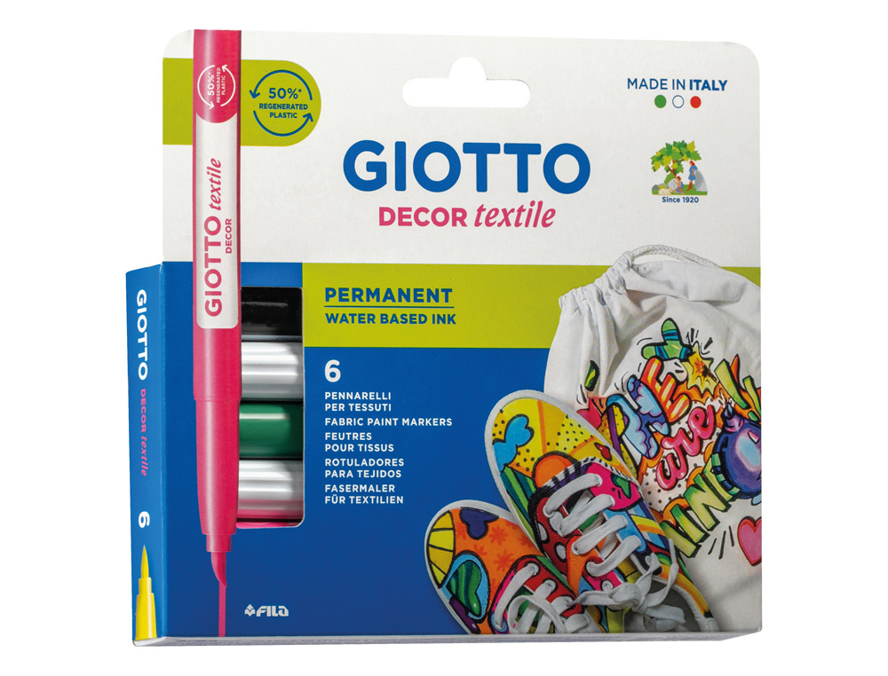 Marcador giotto decor textil para tecidos caixa com 6 unidades sortidas ( Imagem 2 de 5 ) - Preview