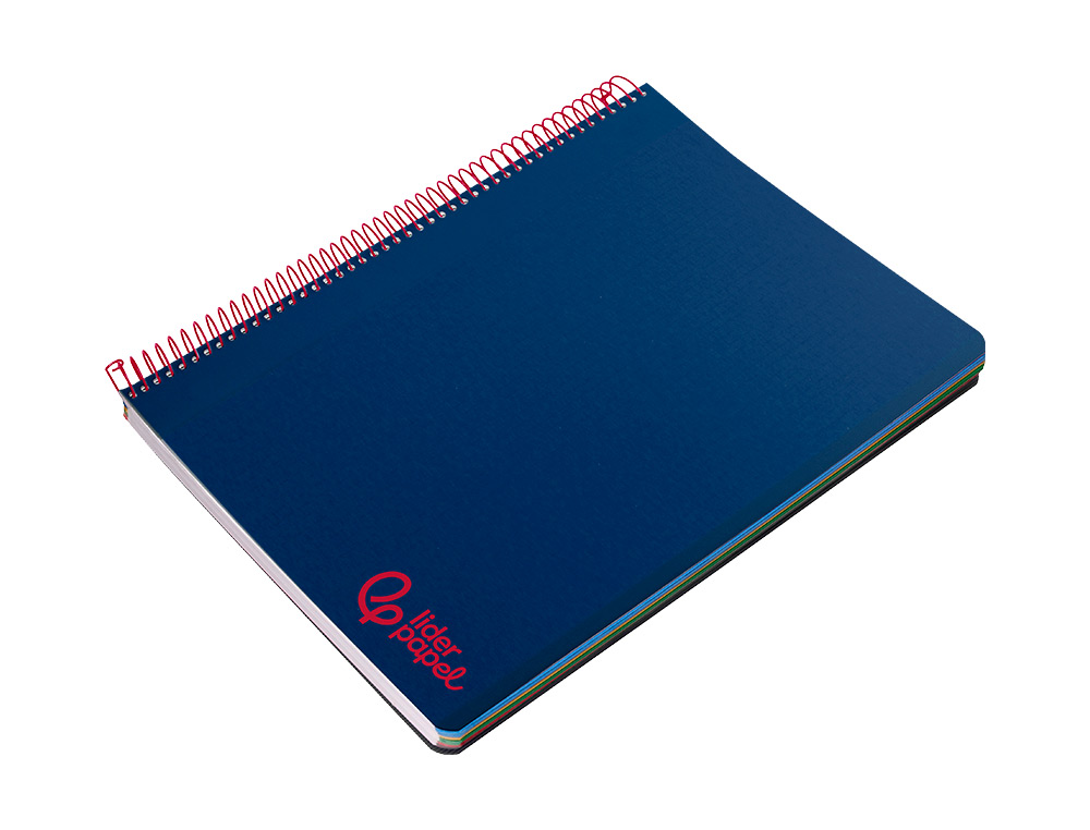 Caderno espiral liderpapel din a6 wonder capa plastico 120 f 90 gr quadricula 5mm 4 bandas de cores cor azul marinho ( Imagem 5 de 8 ) - Preview