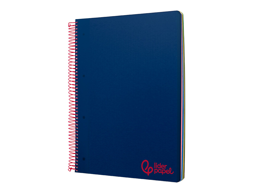 Caderno espiral liderpapel din a4 wonder capa plastico 120 f 90 gr quadricula 5 mm 5 bandas de cores 4 furos azul marinh ( Imagem 5 de 16 ) - Preview