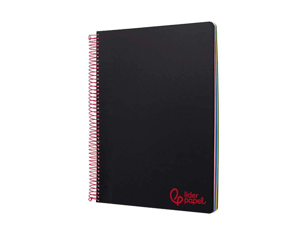 Caderno espiral liderpapel din a7 wonder capa plastico 100 f 90 gr quadricula 5mm 4 bandas de cores cor preto ( Imagem 3 de 8 ) - Preview