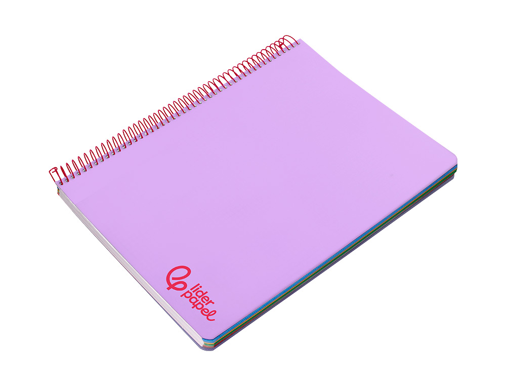 Caderno espiral liderpapel din a7 wonder capa plastico 100 f 90 gr quadricula 5mm 4 bandas de cores cor violeta ( Imagem 5 de 8 ) - Preview