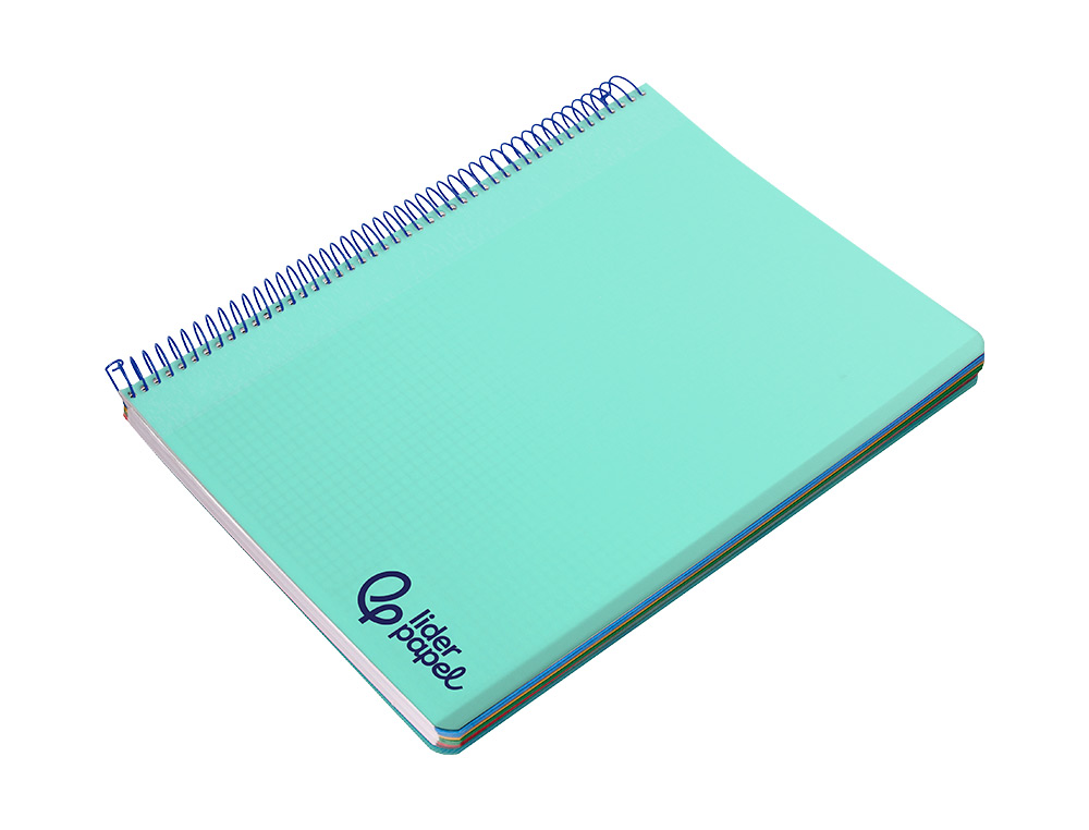 Caderno espiral liderpapel din a7 wonder capa plastico 100 f 90 gr quadricula 5mm 4 bandas de cores cor verde ( Imagem 5 de 8 ) - Preview