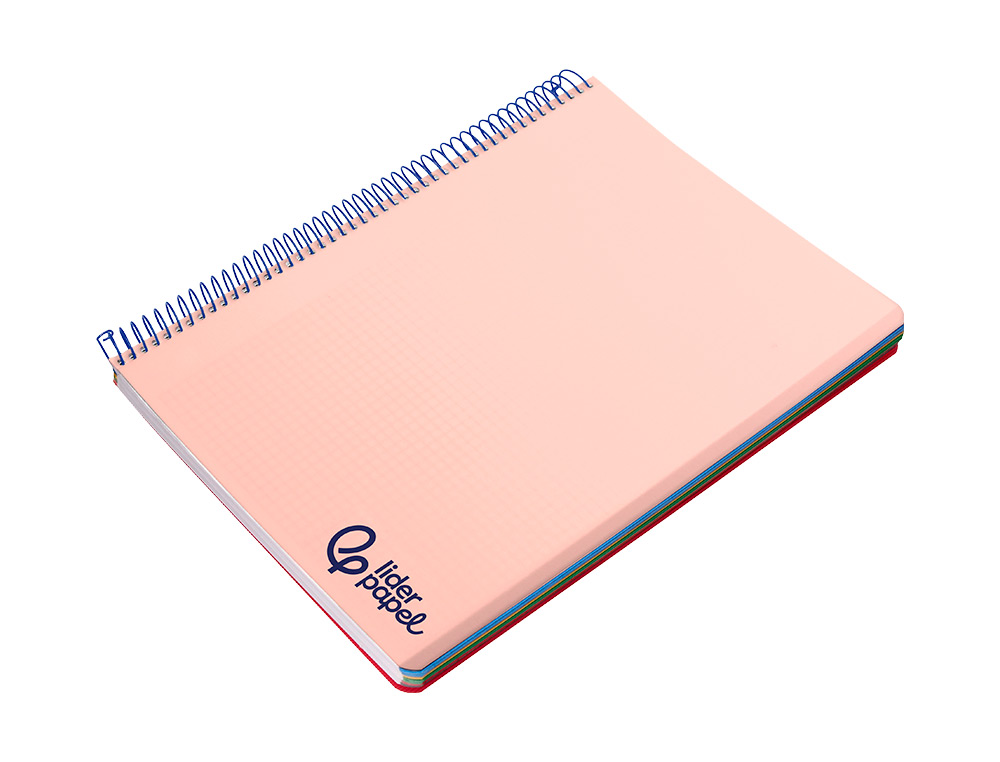 Caderno espiral liderpapel din a7 wonder capa plastico 100 f 90 gr quadricula 5mm 4 bandas de cores cor rosa ( Imagem 5 de 8 ) - Preview