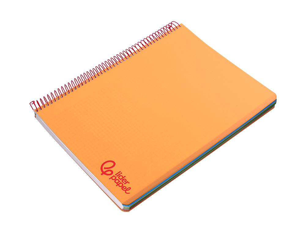 Caderno espiral liderpapel din a7 wonder capa plastico 100 f 90 gr quadricula 5mm 4 bandas de cores cor laranja ( Imagem 5 de 8 ) - Preview