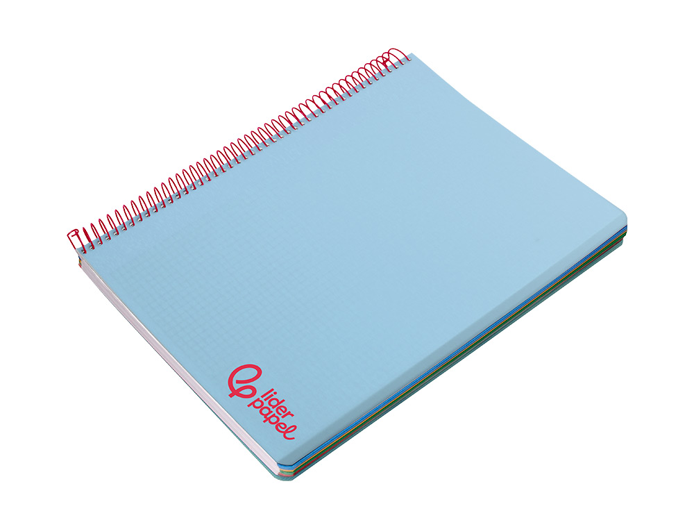 Caderno espiral liderpapel din a7 wonder capa plastico 100 f 90 gr quadricula 5mm 4 bandas de cores cor celeste ( Imagem 5 de 8 ) - Preview