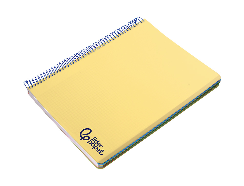 Caderno espiral liderpapel din a7 wonder capa plastico 100 f 90 gr quadricula 5mm 4 bandas de cores cor amarelo ( Imagem 5 de 8 ) - Preview