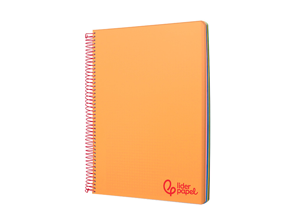 Caderno espiral liderpapel din a6 wonder capa plastico 120 f 90 gr quadricula 5mm 4 bandas de cores cor laranja ( Imagem 3 de 8 ) - Preview