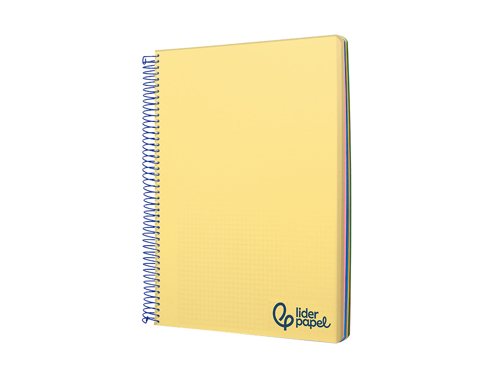 Caderno espiral liderpapel din a6 wonder capa plastico 120 f 90 gr quadricula 5mm 4 bandas de cores cor amarelo ( Imagem 3 de 8 ) - Preview