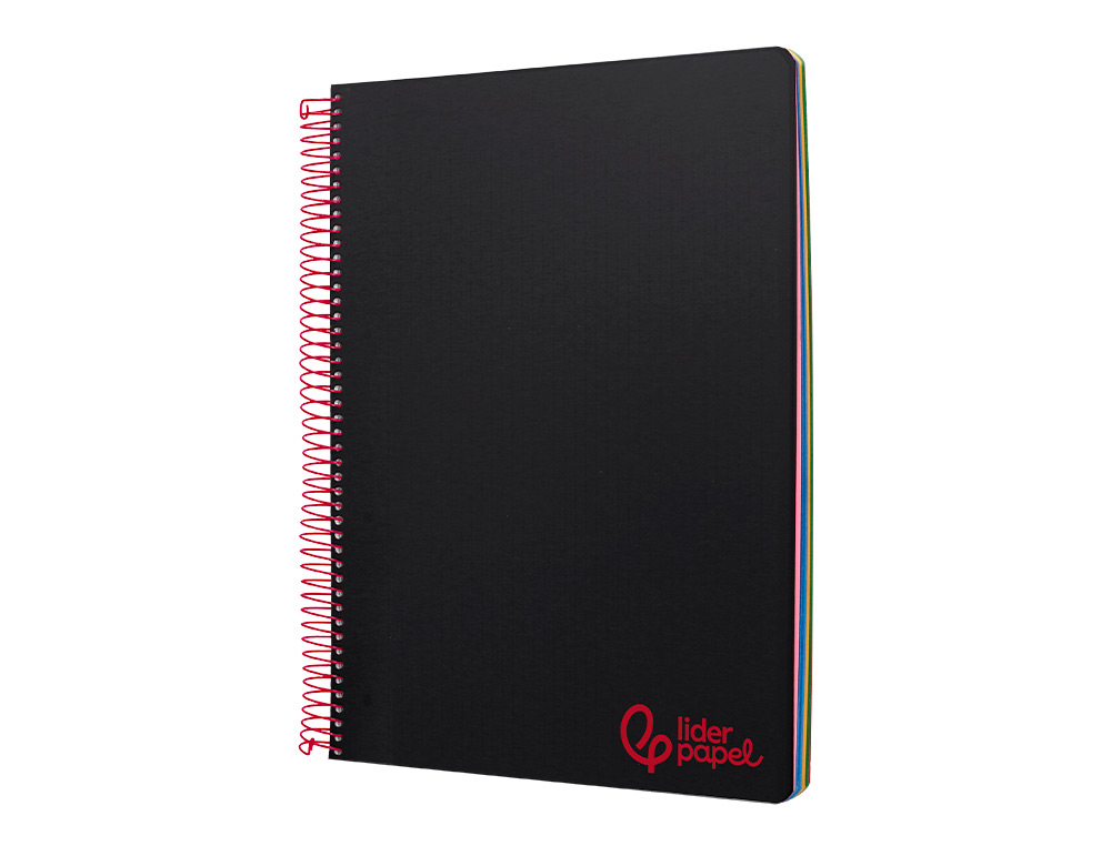 Caderno espiral liderpapel din a5 wonder capa plastico 120 f 90 gr quadricula 5mm 5 bandas de cores 6 furos preto ( Imagem 5 de 16 ) - Preview