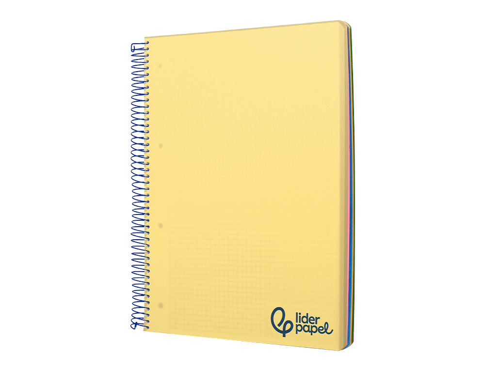 Caderno espiral liderpapel din a5 wonder capa plastico 120 f 90 gr quadricula 5mm 5 bandas de cores 6 furos amarelo ( Imagem 5 de 16 ) - Preview