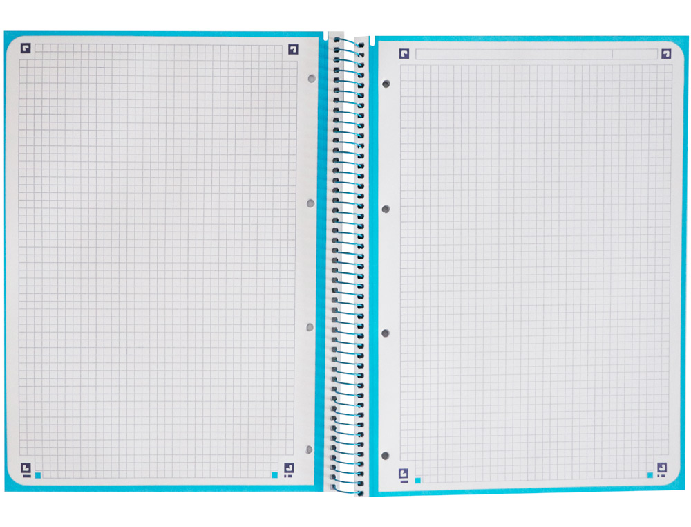 Caderno A4 Capa Dura Espiral Oxford European 1 Touch Quadriculado Azul Pastel 80Fl 90G 400107010 ( Imagem 3 de 8 ) - Preview