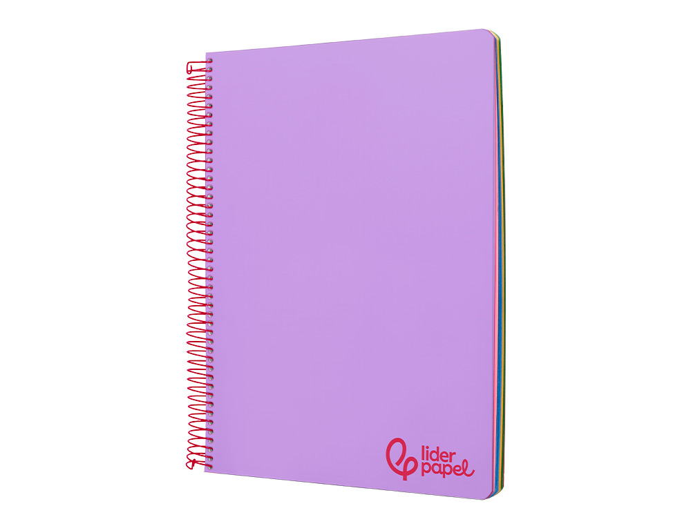 Caderno espiral liderpapel din a5 wonder capa plastico 120 f 90 gr quadricula 5mm 5 bandas de cores 6 furos violeta ( Imagem 4 de 16 ) - Preview
