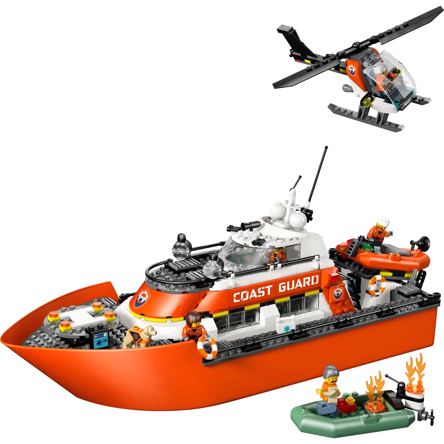 Lego City Barco E Helicoptero De Resgate Da Guarda Costeira 60504 ( Imagem 2 de 4 ) - Preview