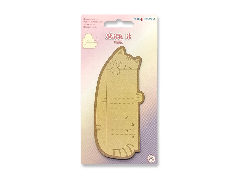 Bloc notas adhesivas imaginovo letter con mensaje trasero gato 20 hojas 85x164 mm ( Imagem 2 de 6 ) - Preview