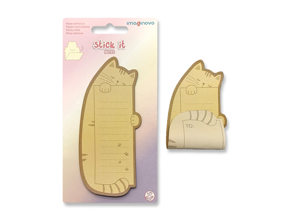 Bloc notas adhesivas imaginovo letter con mensaje trasero gato 20 hojas 85x164 mm ( Imagem 5 de 6 ) - Preview