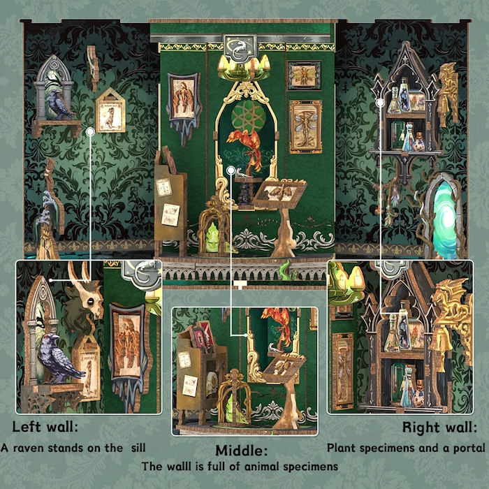 Book Nook Kit Miniature - DIY - Darkness Common Room - 150pc + LED Light ( Imagem 3 de 4 ) - Preview