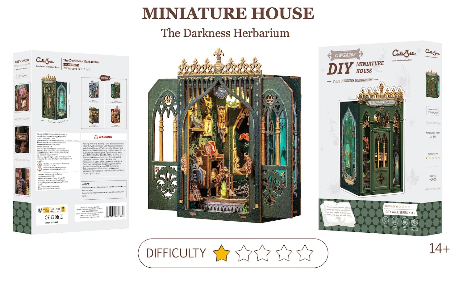 Book Nook Kit Miniature - DIY - The Darkness Herbarium - 90pc + LED ( Imagem 2 de 3 ) - Preview