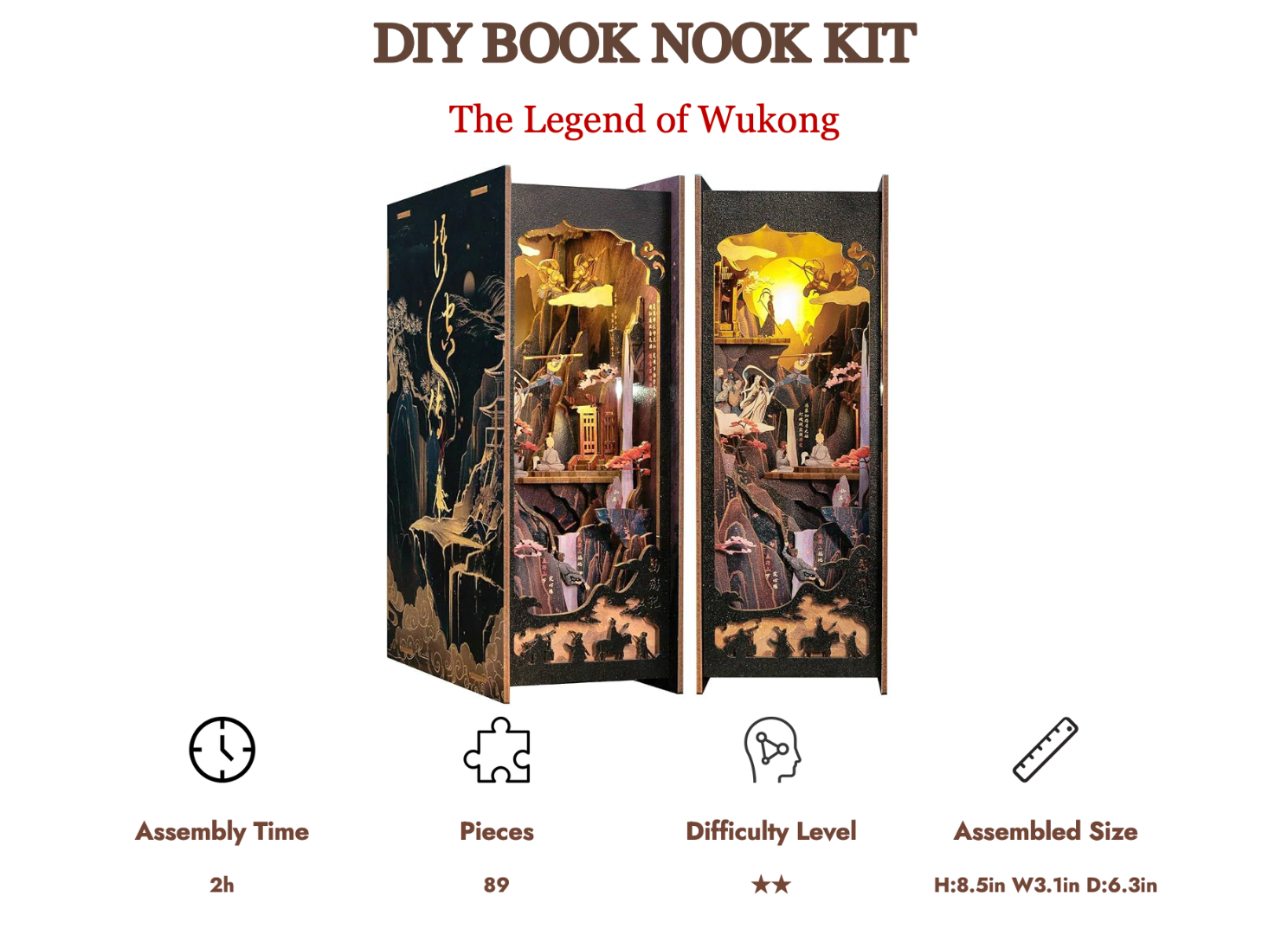 Book Nook Miniature Kit - DIY - The Legend of Wukong - 89pc + LED Light ( Imagem 2 de 4 ) - Preview