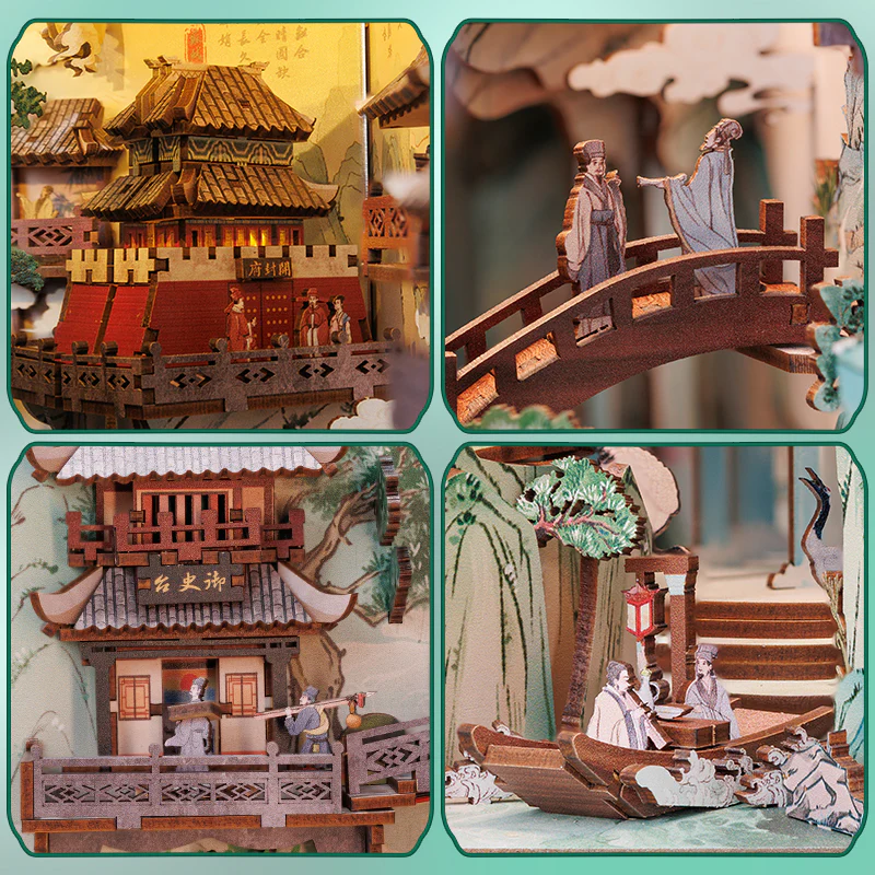 Book Nook Kit Miniature - DIY - Su Dongpo's Life - 280pc + LED Light ( Imagem 4 de 4 ) - Preview